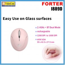 FORTER I889D 粉紅色 無線 2.4GHz + 藍牙雙模超細小迷你 可於玻璃面上 充電滑鼠 780-2485-P   