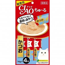 INABA CIAO INABA CIAO 鰹魚醬 肉泥餐包 14g x 4本入 貓小食零食 2026.04 166-0224  