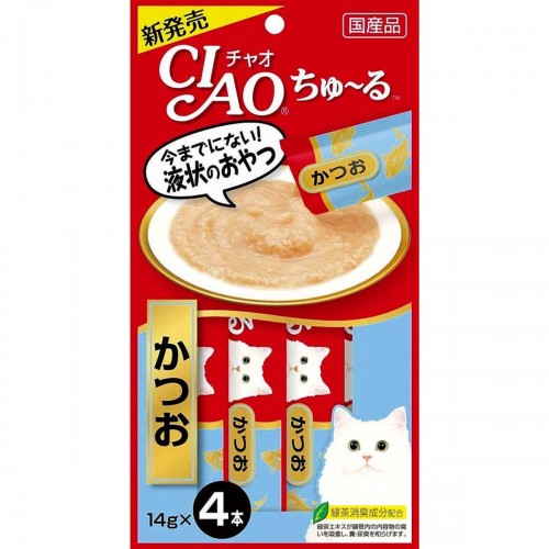 INABA CIAO INABA CIAO 鰹魚醬 肉泥餐包 14g x 4本入 貓小食零食 2026.04 166-0224 INABA CIAO INABA CIAO 鰹魚醬 肉泥餐包 14g x 4本入 貓小食零食 2026.04 166-0224