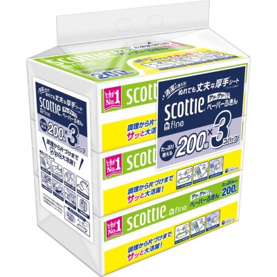 Scottle 抽取式特級強韌多用途廚房抹手紙 400枚(200抽) x 3包裝 162-1425 