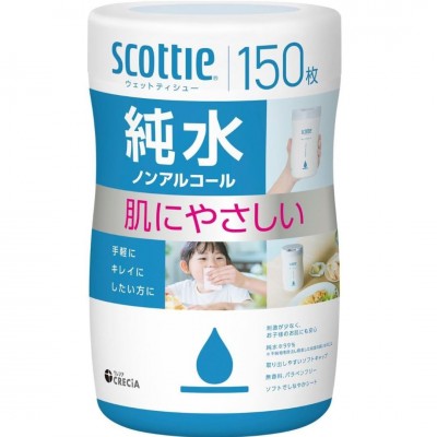 CRECiA Scottie 99%純水抽取式桶裝濕紙巾 (無酒精) 150枚 162-1429