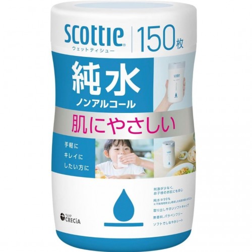 CRECiA Scottie 99%純水抽取式桶裝濕紙巾 (無酒精) 150枚 162-1429 CRECiA Scottie 99%純水抽取式桶裝濕紙巾 (無酒精) 150枚 162-1429