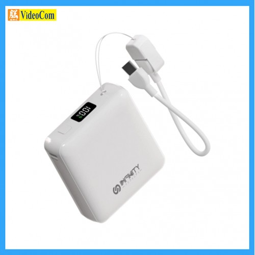 INFINITY SQC10 (WHITE) (CCC 認證) 10000mAh 附帶線 USB-C to USB-C LED 顯示