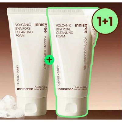 INNISFREE Volcanic BHA Pore Cleansing Foam 悅詩風吟  火山泥溫和淨肌潔面膏 130g x 2支