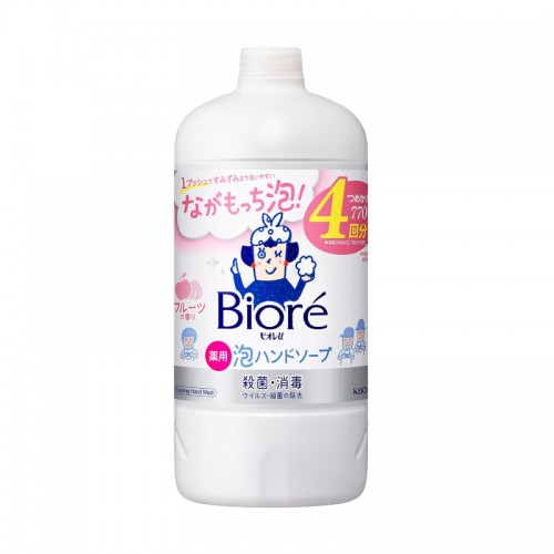 KAO Biore 花王 消毒除菌泡沫洗手液 770ml 水果香 補充裝【微米泡沫+殺菌/消毒】*包裝圖案隨機發貨* 163-0850 KAO Biore 花王 消毒除菌泡沫洗手液 770ml 水果香 補充裝【微米泡沫+殺菌/消毒】*包裝圖案隨機發貨* 163-0850