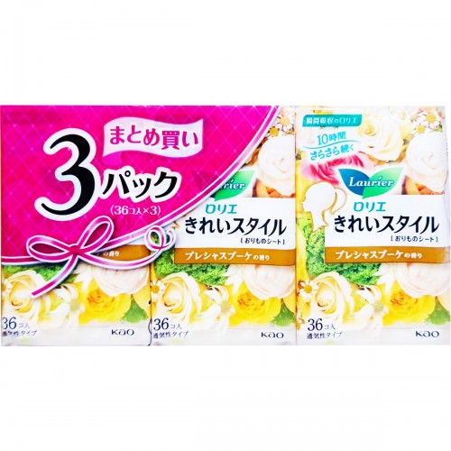 KAO 花王樂而雅 Laurier 超薄透氣14cm護墊 36枚 X 3包 (珍貴花束香)163-1534 KAO 花王樂而雅 Laurier 超薄透氣14cm護墊 36枚 X 3包 (珍貴花束香)163-1534