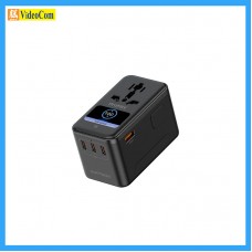 MAGIC-PRO ProMini PM-TA100P (BLACK) UI 彩色螢幕顯示PD3.0 GaN 100W ( TYPE-C x 3 + USB-A x 1 )旅行插座