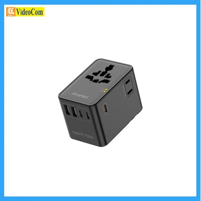 MAGIC-PRO ProMini PM-TA70BK (BLACK) 8合1 PD3.0 GaN 70W ( 3 AC插座+5輸出 ) ( TYPE-C x 3 + USB-A x 2 ) 旅行插座
