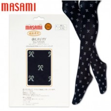 MASAMI 破無素足 秋冬淺灰色蝴蝶圖案黑色褲襪 50TF-2, Size: M-L 身高150-165cm  801-605