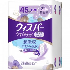 寶潔 - P&G Whisper 護舒寶 輕盈安心超吸收防漏尿專用衛生護墊 (45cc) 24cm x 22枚入 無香型 163-1443