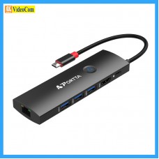 PORTTA NCH16  6-in-1 USB-C 網卡Hub / HDMI 一鍵開/關螢幕功能 / NCH16 785-3181-P