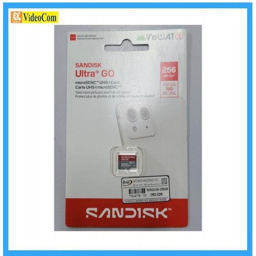 SANDISK 256GB Micro SDXC Ultra GO V10 A1 (190MB/s) (SDSQUGN-256G-GN6MN) *w/o adpt* 772-4776-P SANDISK 256GB Micro SDXC Ultra GO V10 A1 (190MB/s) (SDSQUGN-256G-GN6MN) *w/o adpt* 772-4776-P