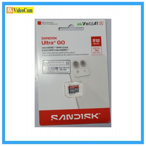 SANDISK 512GB Micro SDXC Ultra GO V10 A1 (190MB/s) (SDSQUGN-512G-GN6MN) *w/o adpt* 772-4777-P SANDISK 512GB Micro SDXC Ultra GO V10 A1 (190MB/s) (SDSQUGN-512G-GN6MN) *w/o adpt* 772-4777-P