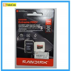 SANDISK 256GB Micro SDXC Extreme Pro V30 UHS-I U3 A2 5K 250MB/s R, 170MB/s W (with adapter) (SDSQXCJ-256G-GS6MA) LT 772-4790, Red+Black