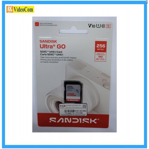 SANDISK 256B SDXC Ultra Go CL10 UHS-I Full HD (190MB/s) 10Y (SDSDUGN-256G-GN6IN) 772-4802-P SANDISK 256B SDXC Ultra Go CL10 UHS-I Full HD (190MB/s) 10Y (SDSDUGN-256G-GN6IN) 772-4802-P