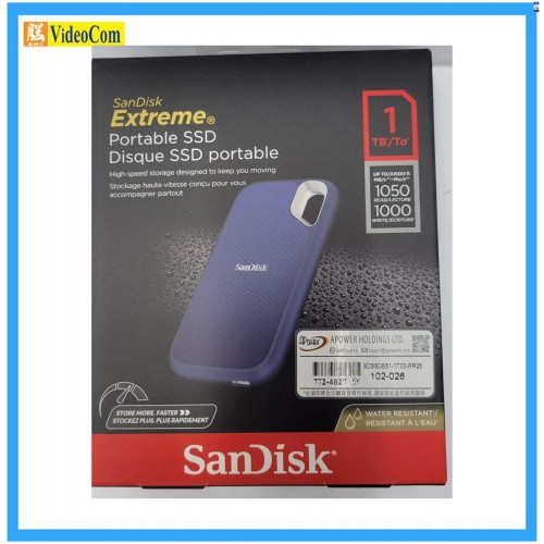 SANDISK Extreme Portable SSD 1TB (Royal Blue) V2 USB3.1 TYPE C & TYPE A (1050MB R / 1000MB W) (SDSSDE61-1T00-RR25) 772-4827-P, 5Y 

