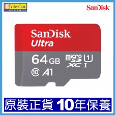 SANDISK 64GB Micro SDXC Ultra CL10 A1 (140MB/s) W/O (SDSQUAB-064G-GN6MN)  w/o adpt 772-4558-P