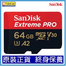 SANDISK 64GB Micro SD Extreme Pro 4K A2 V30 UHS-I/U3 -200MB/s R, 90MB/s W (SDSQXCU-064G-GN6MA) 772-4527  619659188573