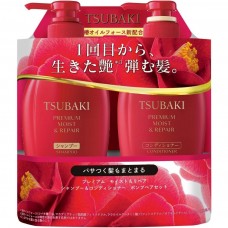 SHISEIDO TSUBAKI Premium 山茶花極致水潤亮澤洗護套裝 洗髮精490ml + 護髮素490ml 紅 163-0392