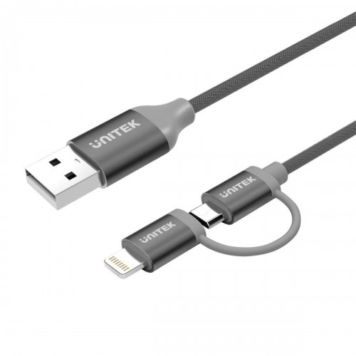 UNITEK Y-C4031GY 1米 USB-A轉Micro USB電纜 + Lightning轉換頭 4894160032188 UNITEK Y-C4031GY 1米 USB-A轉Micro USB電纜 + Lightning轉換頭 4894160032188