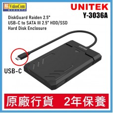 UNITEK Y-3036A  DiskGuard Raiden 2.5" USB-C to SATA III 2.5” HDD/SSD Hard Disk Enclosure | DiskGuard Raiden 2.5" USB-C 轉 2.5" SATA6G HDD 和 SSD 外殼 785-2693-P