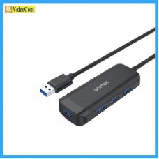 UNITEK USB3.0 4 端口集線器，帶 1.5m 電纜，黑色帶電源端口 (Micro USB) , 4894160046147