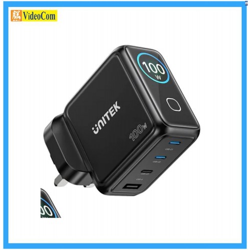 UNITEK P1131ABK (BLACK) UK Plug Rexo 100W GaN (3 x Type-C + 1 x USB) 插牆式充電器 785-3850-P UNITEK P1131ABK (BLACK) UK Plug Rexo 100W GaN (3 x Type-C + 1 x USB) 插牆式充電器 785-3850-P