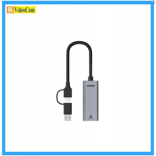 UNITEK Y-3465AGY USB-C To Gigabit Ethernet Adapter with USB-A Adapter, Space Grey, Unitek Gift | USB-C/A轉千兆位乙太網轉接器 785-3894-P UNITEK Y-3465AGY USB-C To Gigabit Ethernet Adapter with USB-A Adapter, Space Grey, Unitek Gift | USB-C/A轉千兆位乙太網轉接器 785-3894-P