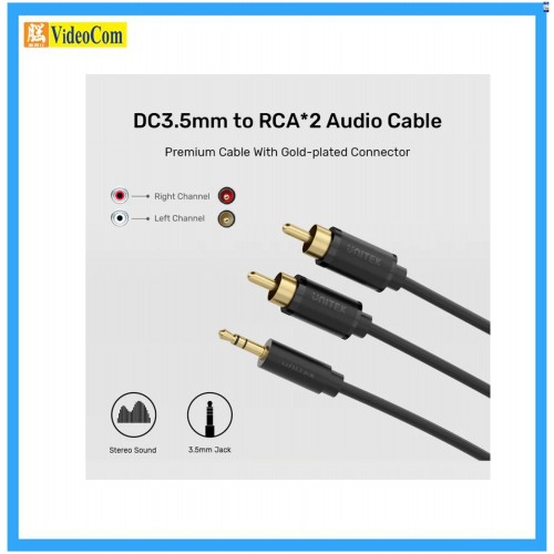UNITEK C19021BK (1.5M) DC3.5mm To RCA*2 Audio Cable, DC 3.5mm to 2RCA 音訊傳輸線 785-3897-P UNITEK C19021BK (1.5M) DC3.5mm To RCA*2 Audio Cable, DC 3.5mm to 2RCA 音訊傳輸線 785-3897-P
