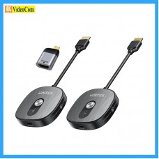UNITEK V1717CBK HDMI 4K 無線影音傳輸器套裝 | 4K 30Hz Wireless HDMI Transmitter & Receiver bundled with a USB-C to HDM adapterSupports HDCP 1.4, dual bands 2.4GHz/5GHz, up to 50m transmission distance, USB-C 5V/1A, P2P & Miracast&AirPlay 785-3913-P
