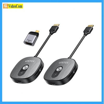 UNITEK V1717CBK HDMI 4K 無線影音傳輸器套裝 | 4K 30Hz Wireless HDMI Transmitter & Receiver bundled with a USB-C to HDM adapterSupports HDCP 1.4, dual bands 2.4GHz/5GHz, up to 50m transmission distance, USB-C 5V/1A, P2P & Miracast&AirPlay 785-3913-P