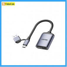 UNITEK R1018E SD4.0 / MicroSD4.0 Dual Card Reader with USB-A & USB-C Plugs 785-3262-P